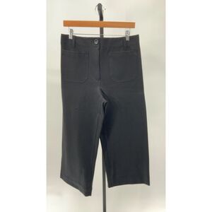 Quince Womens Ultra-Stretch Ponte Cropped Wide Leg Pants Black 10